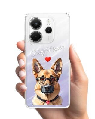 Etui do Xiaomi Redmi Note 14 4G przeźroczyste, silikonowe Flexi, Puppy Love, pies rasy Owczarek Niemiecki