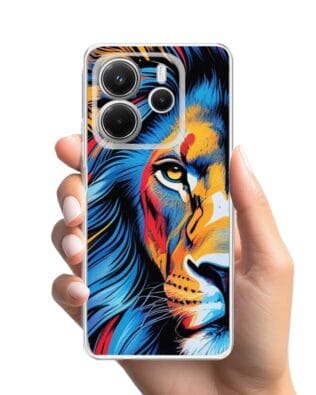 Etui do Xiaomi Redmi Note 14 4G przeźroczyste, silikonowe Flexi, Dzika Mandala, Lwie spojrzenie