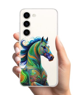 Etui do Samsung Galaxy S23 przeźroczyste, silikonowe Flexi, Dzika Mandala, Koń