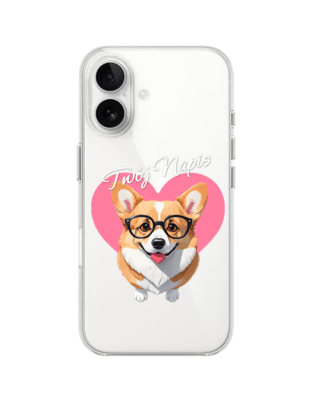 Etui do iPhone 16 przeźroczyste, silikonowe Flexi, Puppy Love, pies rasy Corgi