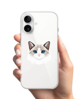Etui do iPhone 16 przeźroczyste, silikonowe Flexi, kot birmański
