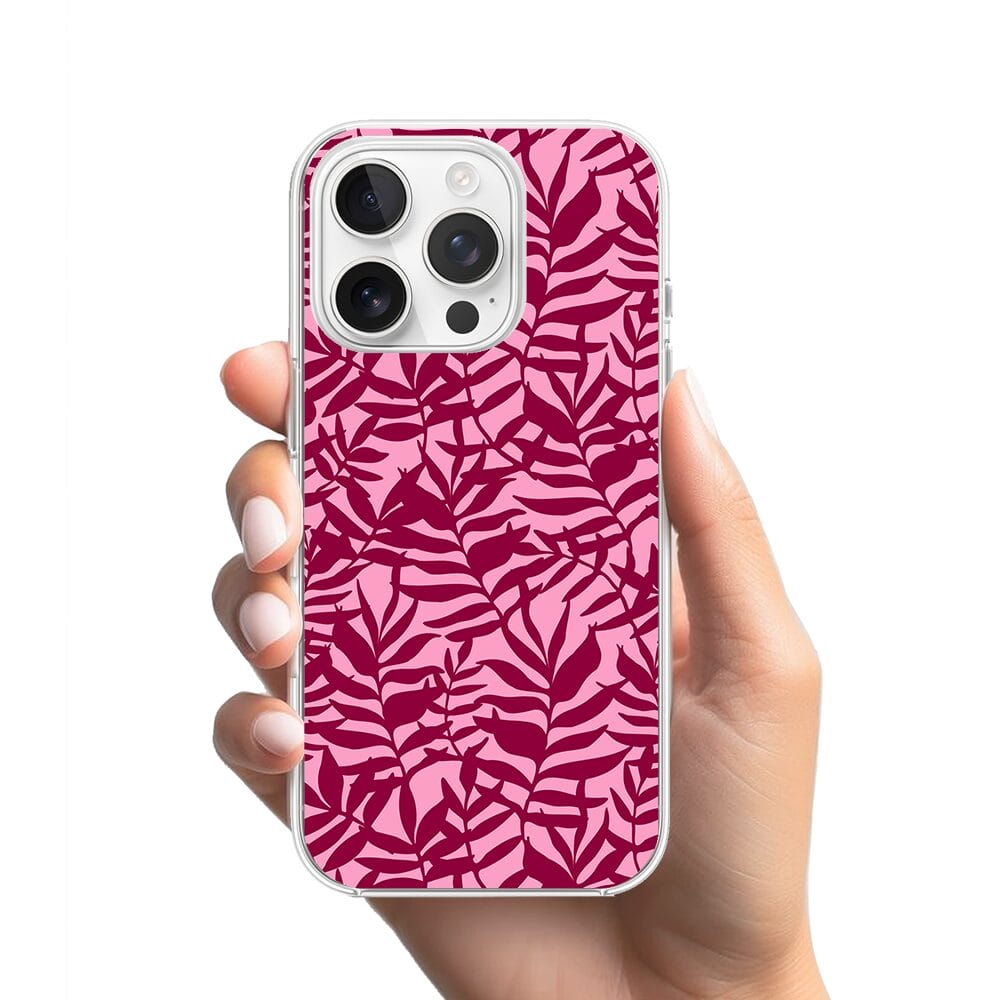 Etui do iPhone 14 Pro przeźroczyste, silikonowe Flexi, bordowe liście - obrazek 2