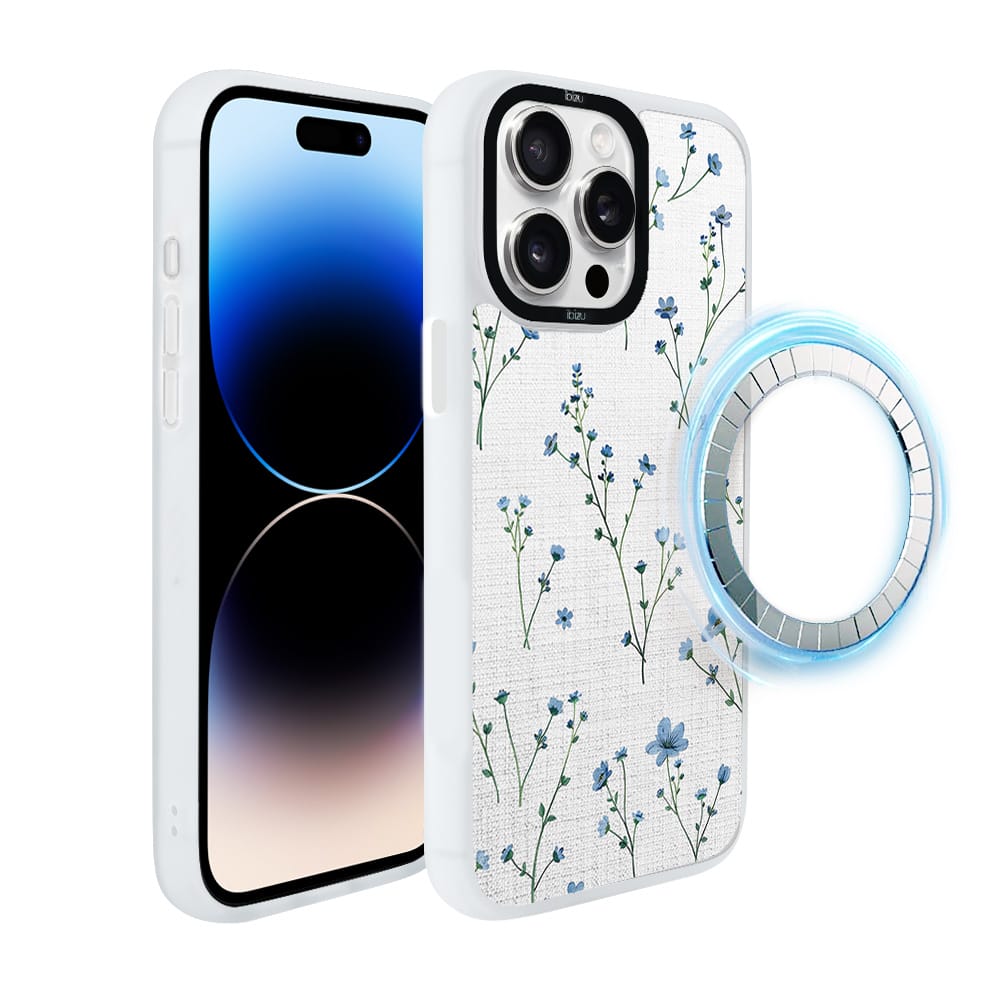 Etui do iPhone 14 Pro IBIZU DropGuard Matt z MagSafe, Pastel Bloom, Niebieski sen