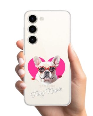 Etui do Samsung Galaxy S23 FE 5G przeźroczyste, silikonowe Flexi, Puppy Love, pies rasy Buldog Francuski