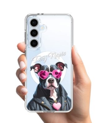 Etui do Samsung Galaxy S24 FE z MagSafe przeźroczyste, silikonowe Flexi, Puppy Love, pies rasy Amstaff