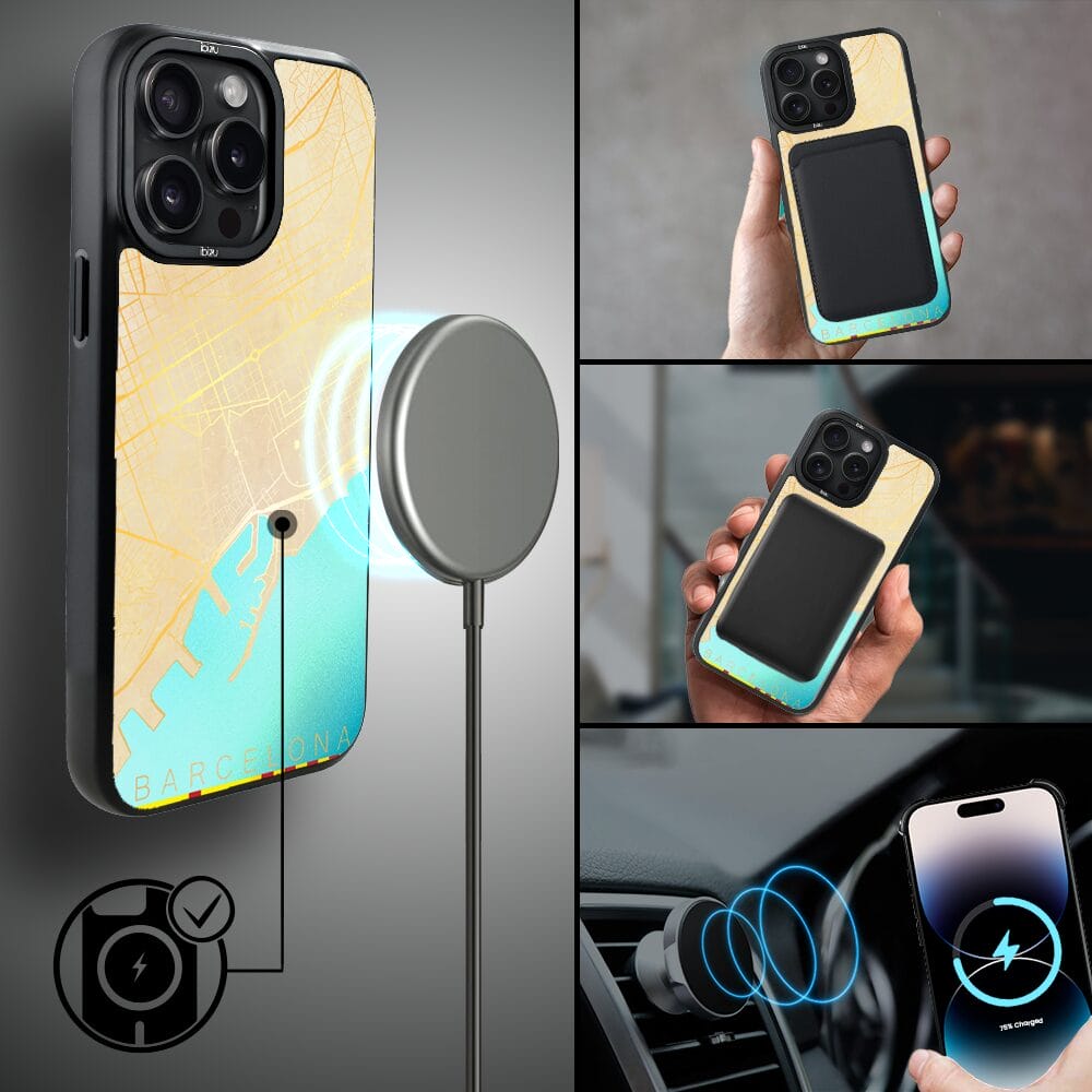 Etui do iPhone 14 Pro IBIZU DropGuard Matt z MagSafe, Mapy Świata, Barcelona - obrazek 8