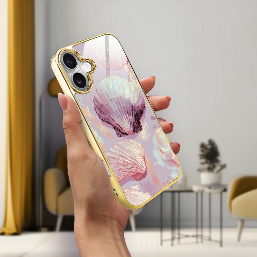 Etui do iPhone 16 IBIZU Elite Glass z MagSafe, Morze, Perłowa Muszla, złote - obrazek 5
