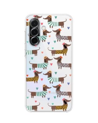 Etui do Samsung Galaxy A36 5G przeźroczyste, silikonowe Flexi, zakochane jamniki