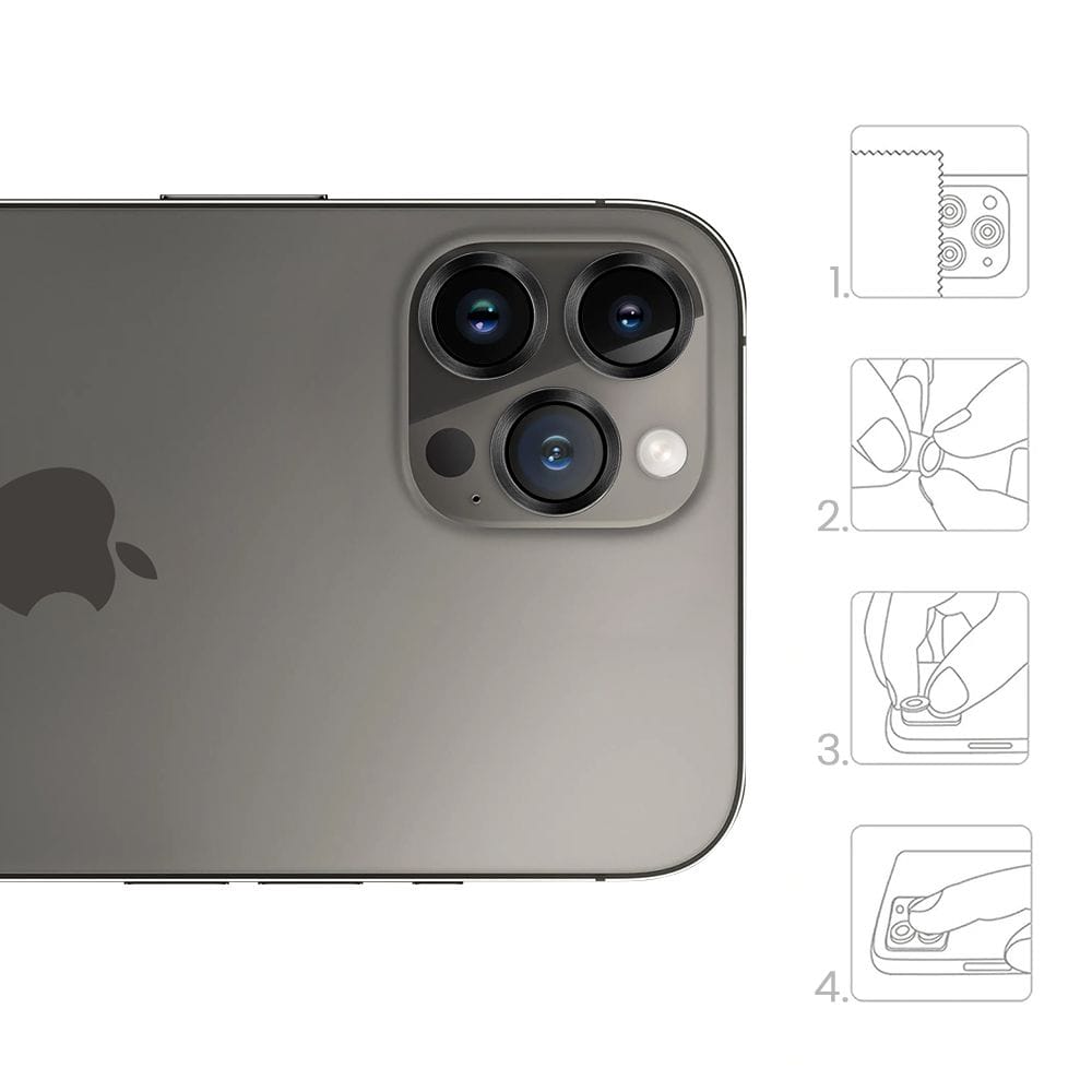 Metalowa osłona obiektywu aparatu ze szkła hartowanego 9H do iPhone 12 Pro Max, 1 zestaw, czarna - obrazek 4