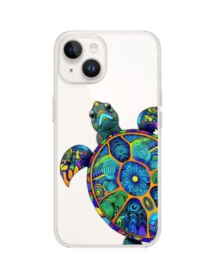 Etui do iPhone 13 przeźroczyste, silikonowe Flexi, Dzika Mandala, Żółw