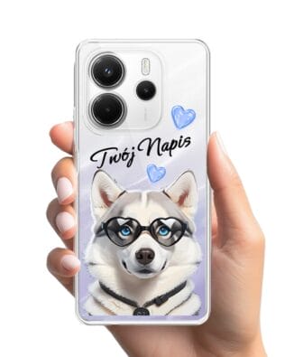 Etui do Xiaomi Redmi Note 14 5G przeźroczyste, silikonowe Flexi, Puppy Love, pies rasy Husky