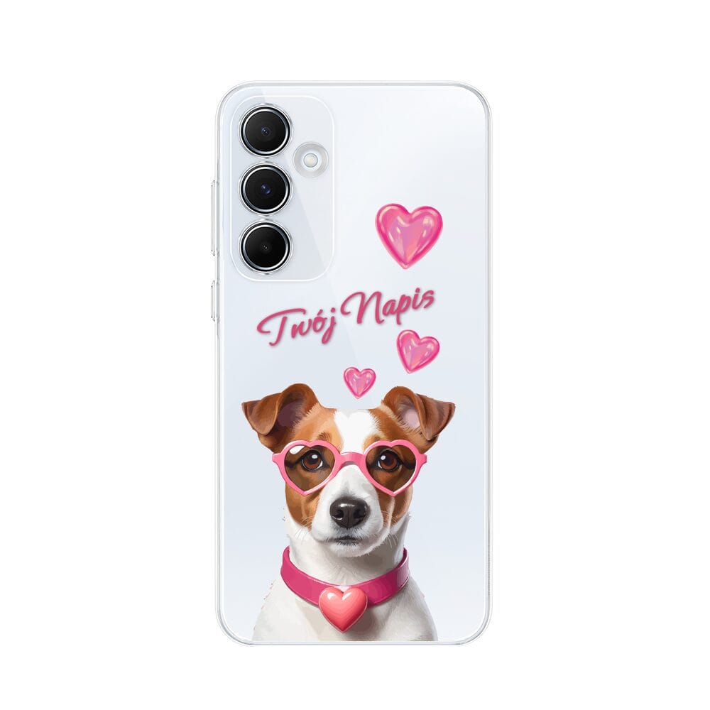 Etui do Samsung Galaxy A55 5G przeźroczyste, silikonowe Flexi, Puppy Love, pies rasy Jack Russell Terrier