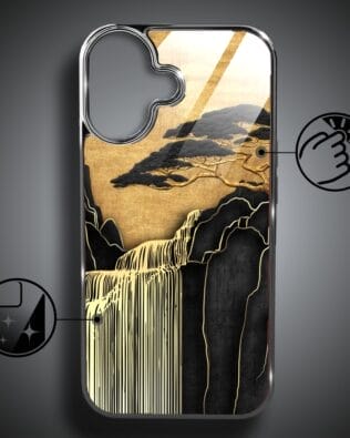 Etui do iPhone 16 Plus IBIZU Elite Glass z MagSafe Magia Azji, Złoty wodospad, czarne