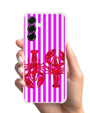 Etui do Samsung Galaxy A26 5G przeźroczyste, silikonowe Flexi, kraby z różowymi paskami