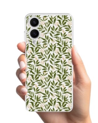 Etui do Samsung Galaxy S25 Edge przeźroczyste, silikonowe Flexi, zielone gałązki
