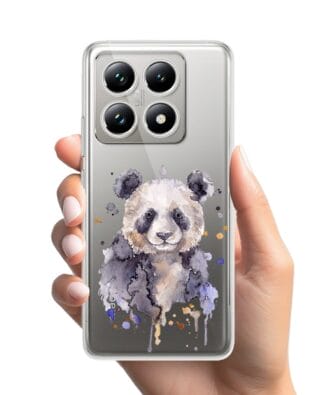 Etui do Xiaomi 14T przeźroczyste, silikonowe Flexi, Akwarelowe Zoo, Panda