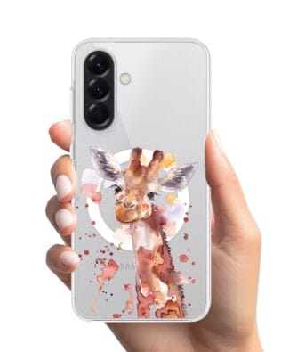 Etui do Samsung Galaxy A56 5G z MagSafe przeźroczyste, silikonowe Flexi, Akwarelowe Zoo, Żyrafa