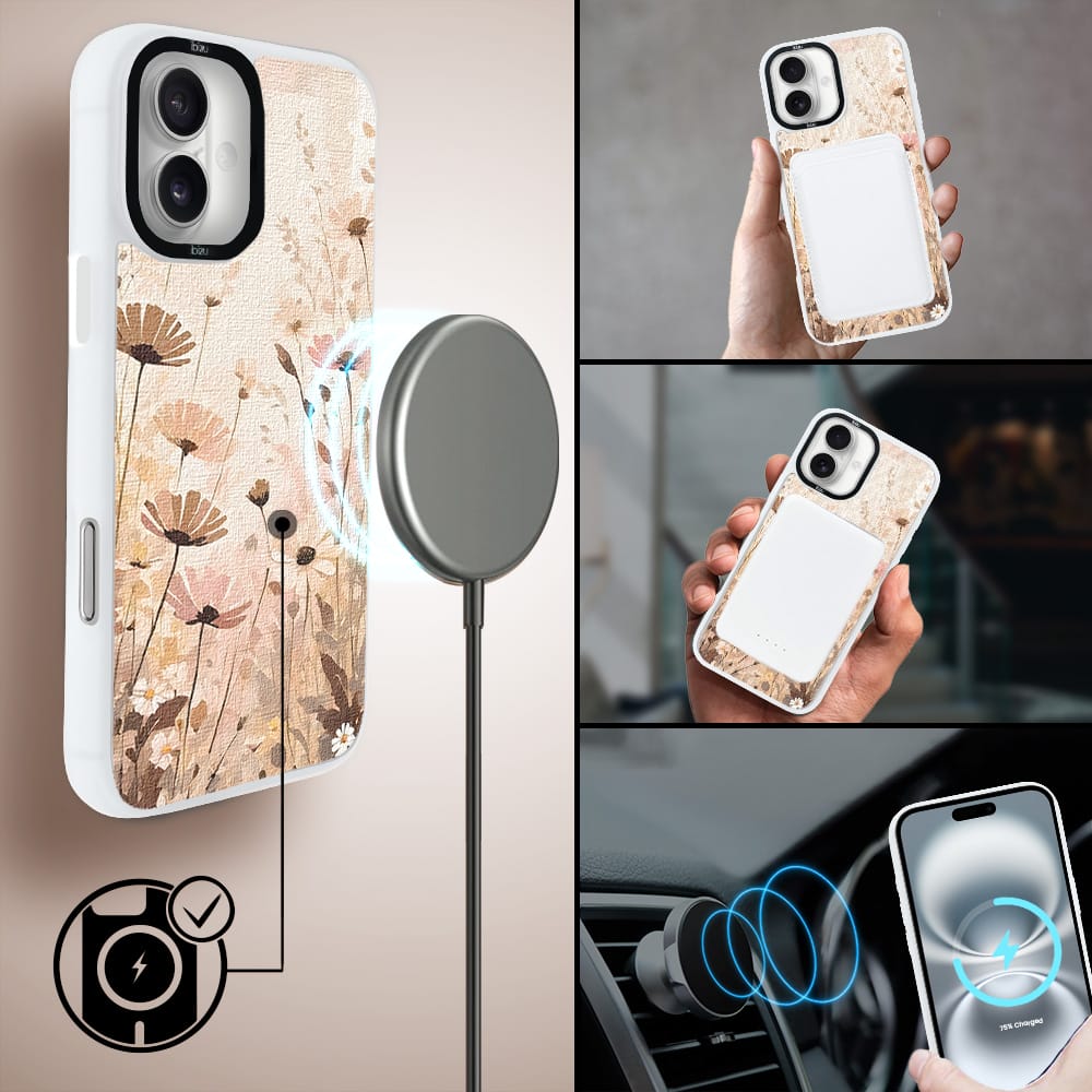 Etui do iPhone 16 IBIZU DropGuard Matt z MagSafe, Boho, Kwiatowa łąka - obrazek 8