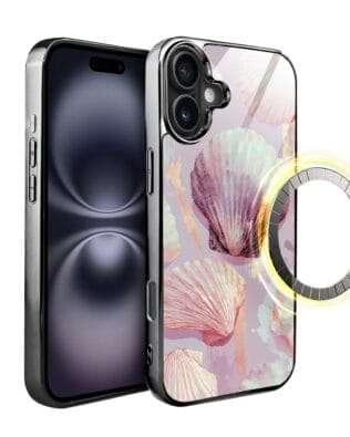 Etui do iPhone 16 IBIZU Elite Glass z MagSafe, Morze, Perłowa Muszla, czarne