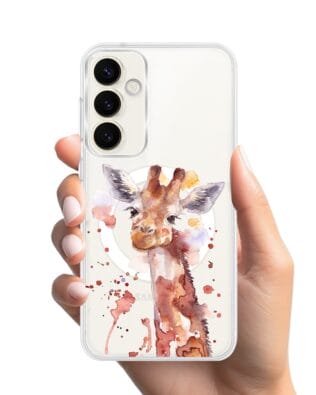Etui do Samsung Galaxy S23 z MagSafe przeźroczyste, silikonowe Flexi, Akwarelowe Zoo, Żyrafa