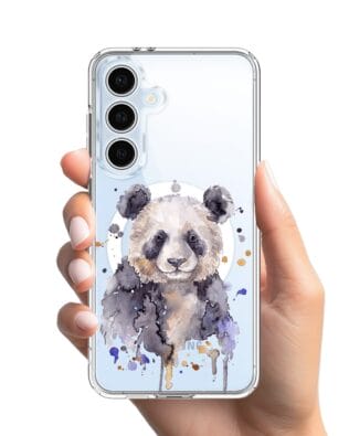 Etui do Samsung Galaxy S24 FE z MagSafe przeźroczyste, silikonowe Flexi, Akwarelowe Zoo, Panda