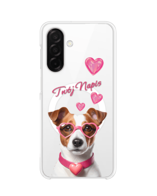 Etui do Samsung Galaxy A26 5G z MagSafe przeźroczyste, silikonowe Flexi, Puppy Love, pies rasy Jack Russell Terrier