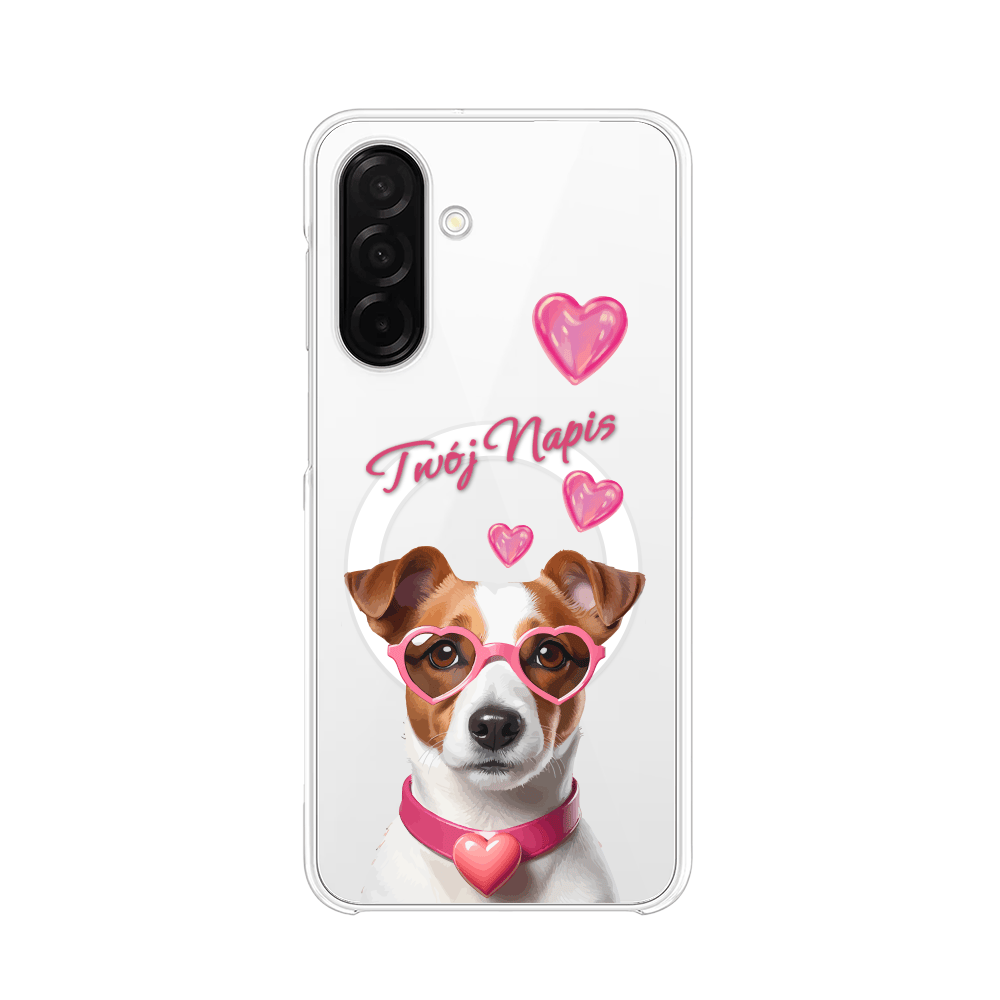 Etui do Samsung Galaxy A26 5G z MagSafe przeźroczyste, silikonowe Flexi, Puppy Love, pies rasy Jack Russell Terrier