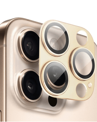 Metalowa osłona na cały aparat z wbudowanymi szkłami do iPhone 16 Pro Max, złota