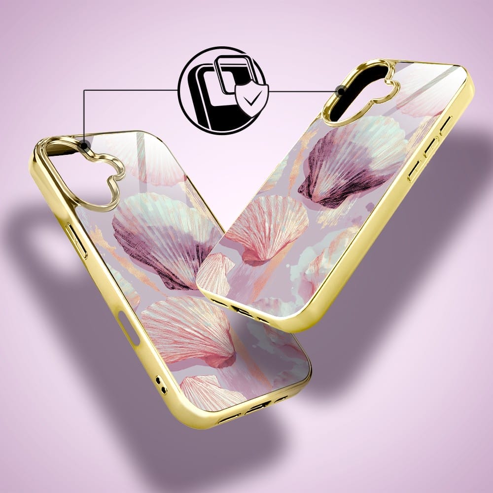 Etui do iPhone 16 Plus IBIZU Elite Glass z MagSafe Morze, Perłowa Muszla, złote - obrazek 3