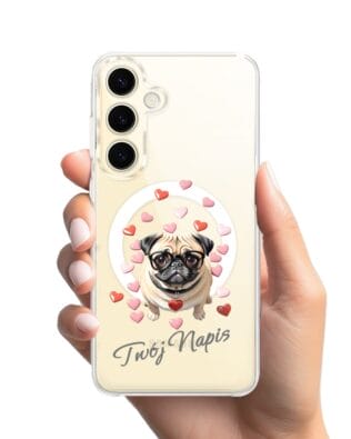 Etui do Samsung Galaxy S24 Plus z MagSafe przeźroczyste, silikonowe Flexi, Puppy Love, pies rasy Mops