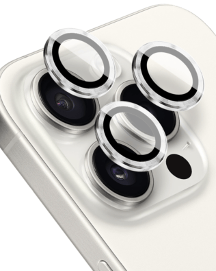 Metalowa osłona obiektywu aparatu ze szkła hartowanego 9H do iPhone 16 Pro, 1 zestaw, srebrna