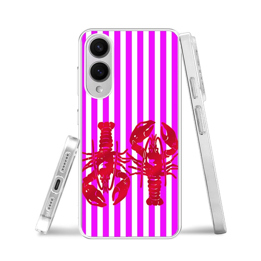 Etui do Samsung Galaxy S25 Edge z MagSafe przeźroczyste, silikonowe Flexi, kraby z różowymi paskami - obrazek 3