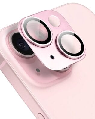 Metalowa osłona na cały aparat z wbudowanymi szkłami do iPhone 15 Plus, różowa