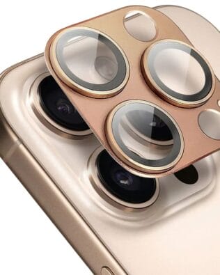 Metalowa osłona na cały aparat z wbudowanymi szkłami do iPhone 16 Pro, brązowa