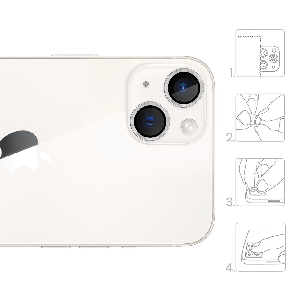 Metalowa osłona obiektywu aparatu ze szkła hartowanego 9H do iPhone 13 Mini, 1 zestaw, srebrna - obrazek 4