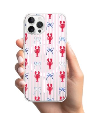 Etui do iPhone 12 Pro z MagSafe przeźroczyste, silikonowe Flexi, krab i kokardki