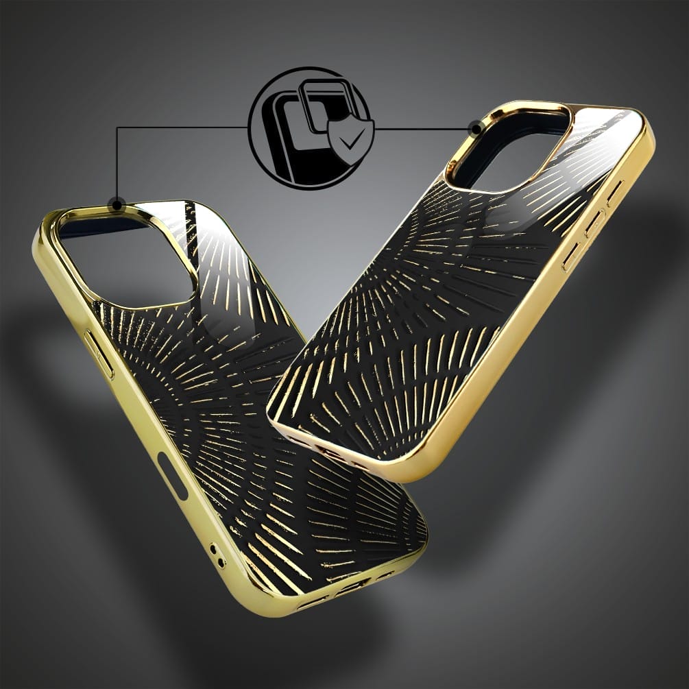 Etui do iPhone 16 Pro IBIZU Elite Glass z MagSafe Mistyczne wzory, Boski promień czarne, złote - obrazek 3