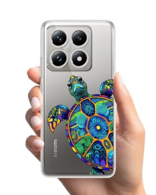 Etui do Xiaomi 14T przeźroczyste, silikonowe Flexi, Dzika Mandala, Żółw