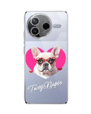 Etui do Xiaomi POCO F7 Pro przeźroczyste, silikonowe Flexi, Puppy Love, pies rasy Buldog Francuski