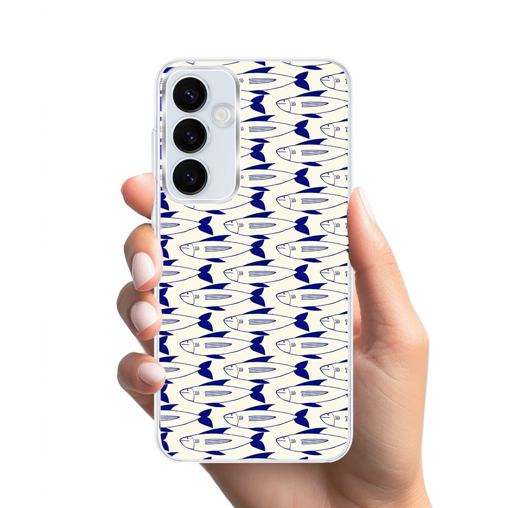 Etui do Samsung Galaxy A55 5G z MagSafe przeźroczyste, silikonowe Flexi, pływające rybki - obrazek 2