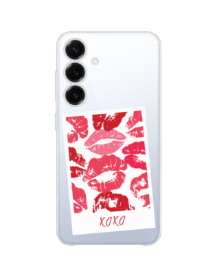 Etui do Samsung Galaxy S25 przeźroczyste, silikonowe Flexi, pocałunki, polaroid