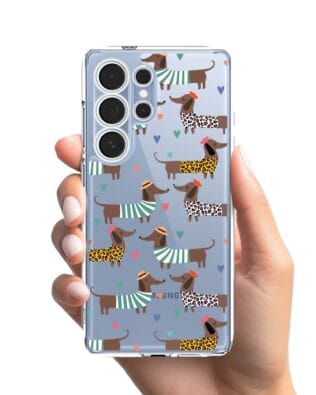 Etui do Samsung Galaxy S25 Edge przeźroczyste, silikonowe Flexi, zakochane jamniki