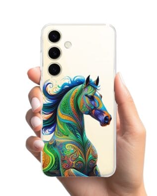 Etui do Samsung Galaxy S24 przeźroczyste, silikonowe Flexi, Dzika Mandala, Koń
