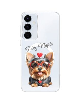 Etui do Samsung Galaxy A55 5G z MagSafe przeźroczyste, silikonowe Flexi, Puppy Love, pies rasy York