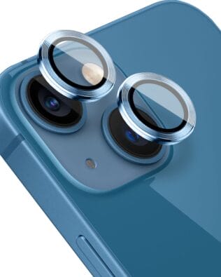 Metalowa osłona obiektywu aparatu ze szkła hartowanego 9H do iPhone 13 Mini, 1 zestaw, górski błękit