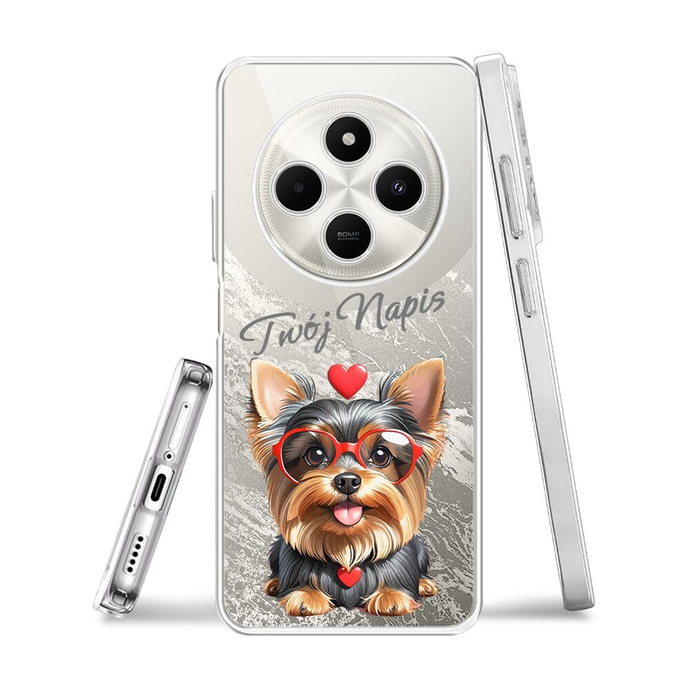 Etui do Xiaomi POCO C75 przeźroczyste, silikonowe Flexi, Puppy Love, pies rasy York - obrazek 3