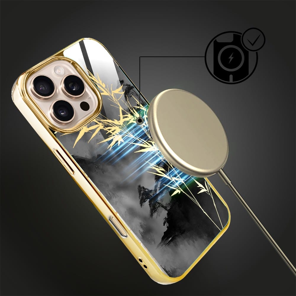 Etui do iPhone 16 Pro Max IBIZU Elite Glass z MagSafe Magia Azji, Złoty bambus, złote - obrazek 7