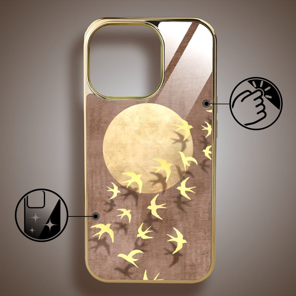 Etui do iPhone 16 Pro MaxIBIZU Elite Glass z MagSafe Magia Azji, Taniec jaskółek, złote - obrazek 2