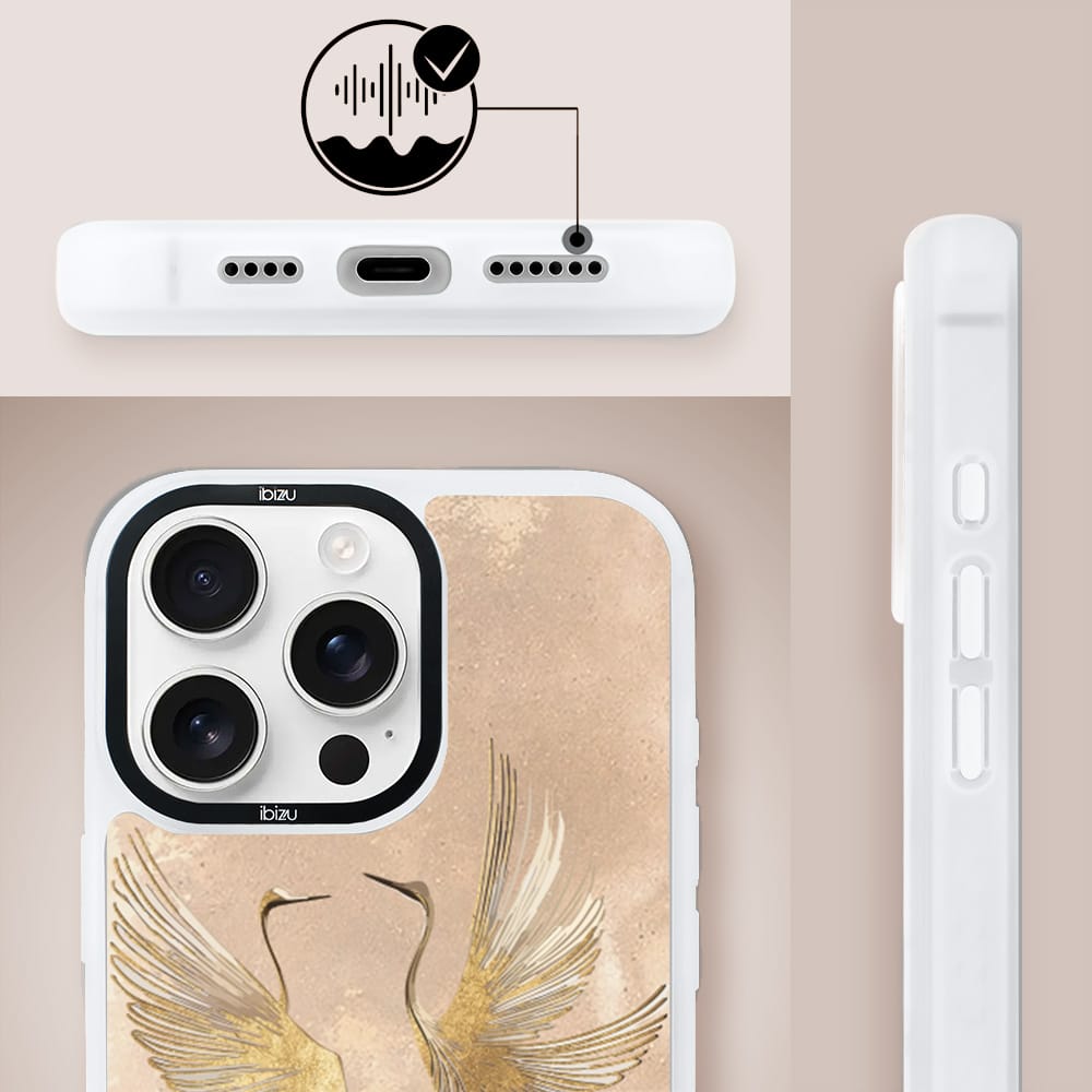 Etui do iPhone 15 Pro Max IBIZU DropGuard Matt z MagSafe, Boho, Złote żurawie - obrazek 6