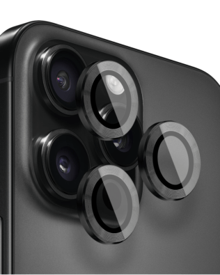 Metalowa osłona obiektywu aparatu ze szkła hartowanego 9H do iPhone 16 Pro Max, 1 zestaw, czarna